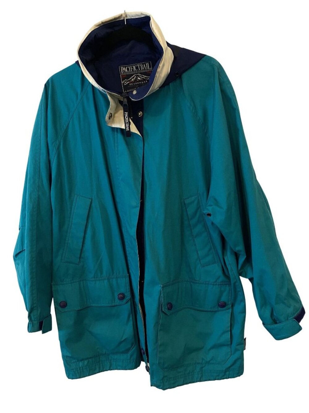 Vintage Pacific Trail Womens 1X Teal Hooded Windbreaker Jacket 90s Gorpcore